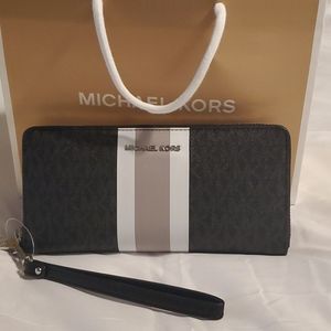 Michael Kors Logo Stripe wristlet